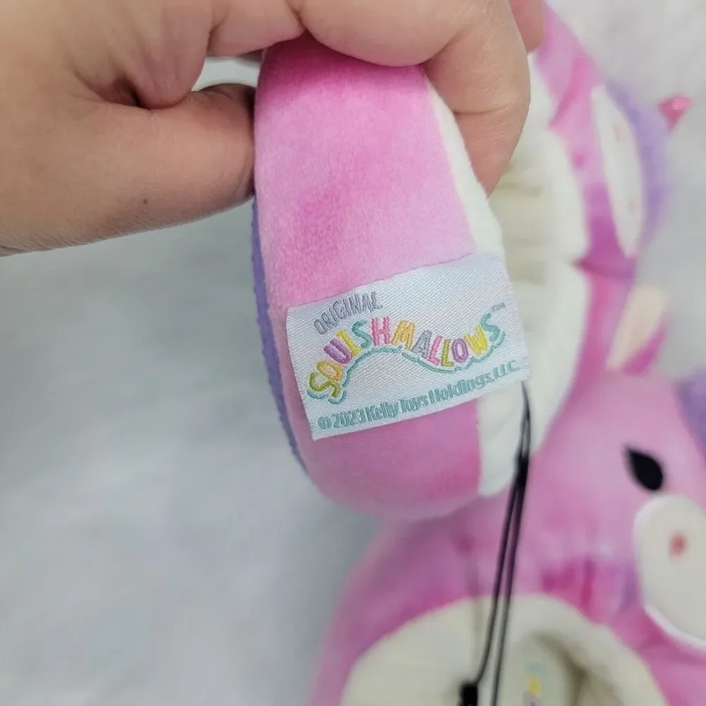 Squishmallows kids Lola the unicorn plush slippers.